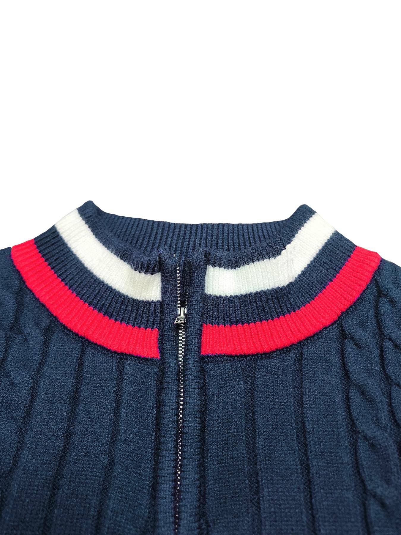 Thickened version2025 Autumn and Winter Men's Quarter-Zip Sweater Pure Cotton Mock Neck Knit Long Sleeve Pullover Sweater 560G