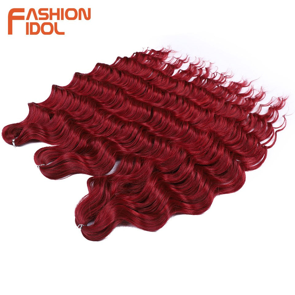 FASHION IDOL Cabelo de Crochê Torção Laranja Extensões de Cabelo Trançado de Onda Profunda Sintética Cabelo Onda de Água 24 Polegadas Fibra Resistente ao Calor