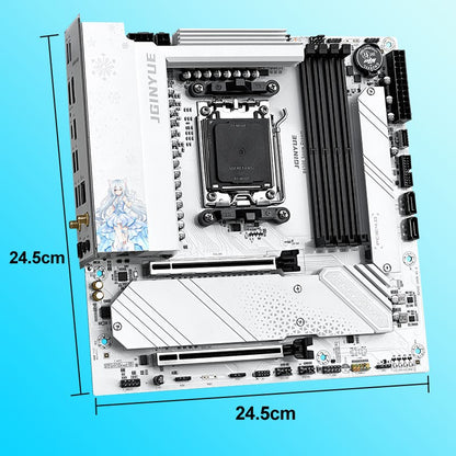 Placa-mãe JINGYUE B650E SNOW DREAM Gaming AMD AM5 Socket 192GB DDR5 3 M.2 Dissipador de Calor com ARGB Sync HDMI DP Tipo-C