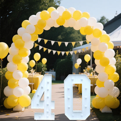 1/2 Pc 73cm/28.7inch Light Up Digital Marquee Frame White Lights KT Board Number 0-9 KT Board With Bracket Party Decorative