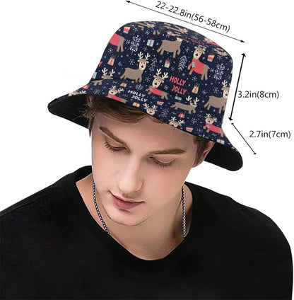 Funny Christmas Bucket Hat New Year Fisherman Hat for Women Men Packable Outdoor Travel Beach Sun Cap