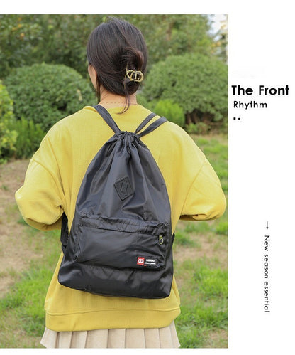 Mochila de Cordão Oxford para Exterior Unissex Bolsa Leve de Nylon Esportiva de Viagem de Grande Capacidade Versátil