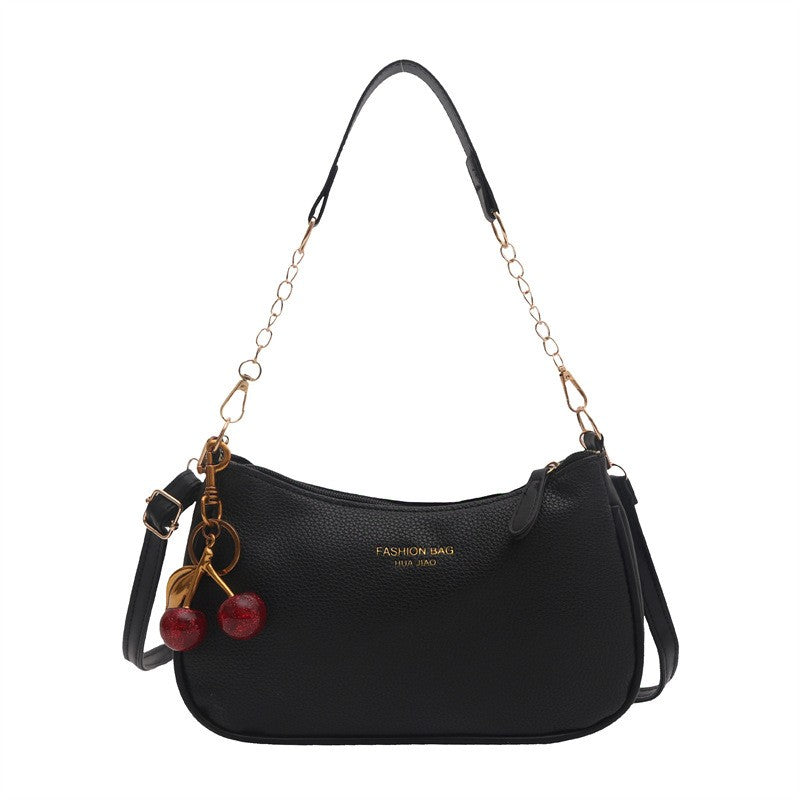 Cherry Pedant Shoulder Underarm Bag Women's Fashion Handbags Causal Hobos Purses Ladies Hand Bags Pu Leather for Work Travel
