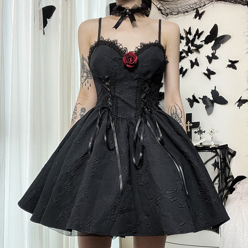 Dark Halloween Lace Dress Punk Trend Sexy Evening Dress Suspender Skirt For Women