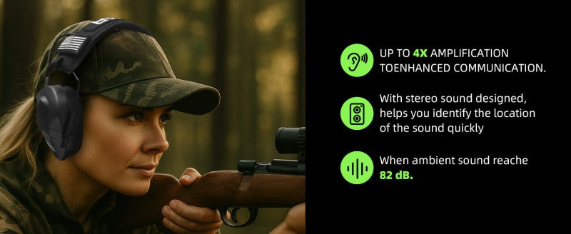 PROHEAR Youth Electronic Shooting Ear Protection Slim Fit Sound Amplification Noise Compression Earmuffs for Gun Range Hunting
