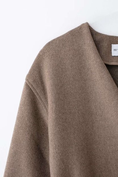 Women's Outerwear 2024 New Fashion With Belt Soft Top Elegant Chic Autumn/Winter Coat