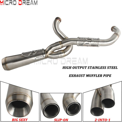 Slip-on Muffler Full Exhaust System 2-in-1 Muffler Pipe For Harley Dyna Low Rider S FXDLS Super Wide Glide FXD FXDWG   FXDF FXDB