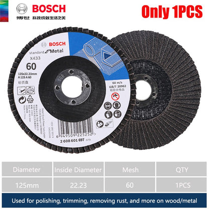 Disco de Polimento BOSCH 125MM Para Madeira/Metal Ferramentas Acessórios para Esmerilhadeira Remoção de Tinta Ferrugem 1 UNIDADE