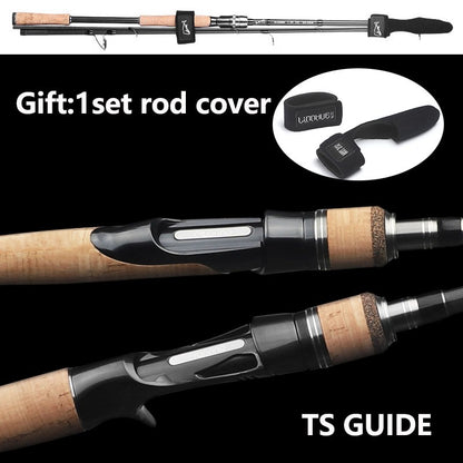 Vara de Pesca LINNHUE TS Fuji Guide Lure Rod 1.68-2.7m 2/3 Seções Fibra de Carbono Leve Vara de Spinning Vara de Baitcasting Haste de Presente Capa de Vara