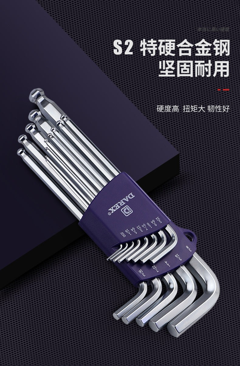 DAREX Metric Ball End Short Tail Hex Key Set 7/9 Piece Short Arm Extended High - Quality Hex Wrenches for Various Tasks