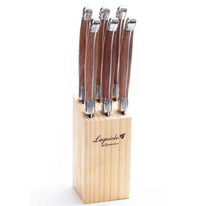 6-7pcs 9inch Stainless steel Laguiole Steak Knives Wooden Table Dinner Knifes Wood handle Japanese Cutlery  Korean Dinnerware