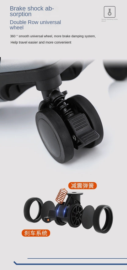 Mala de Viagem Multifuncional com Abertura Frontal para Laptop Carregamento USB Mala de Carrinho de 20 Polegadas ABS + PC para Viagem
