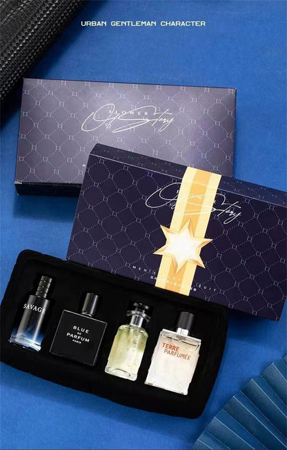 Perfume Masculino de Luxo Kit 4 Peças 100ml com Colônia Perfumes Homme Caixa de Presente Perfumes Masculinos Spray com Aroma Natural Floral Frutado