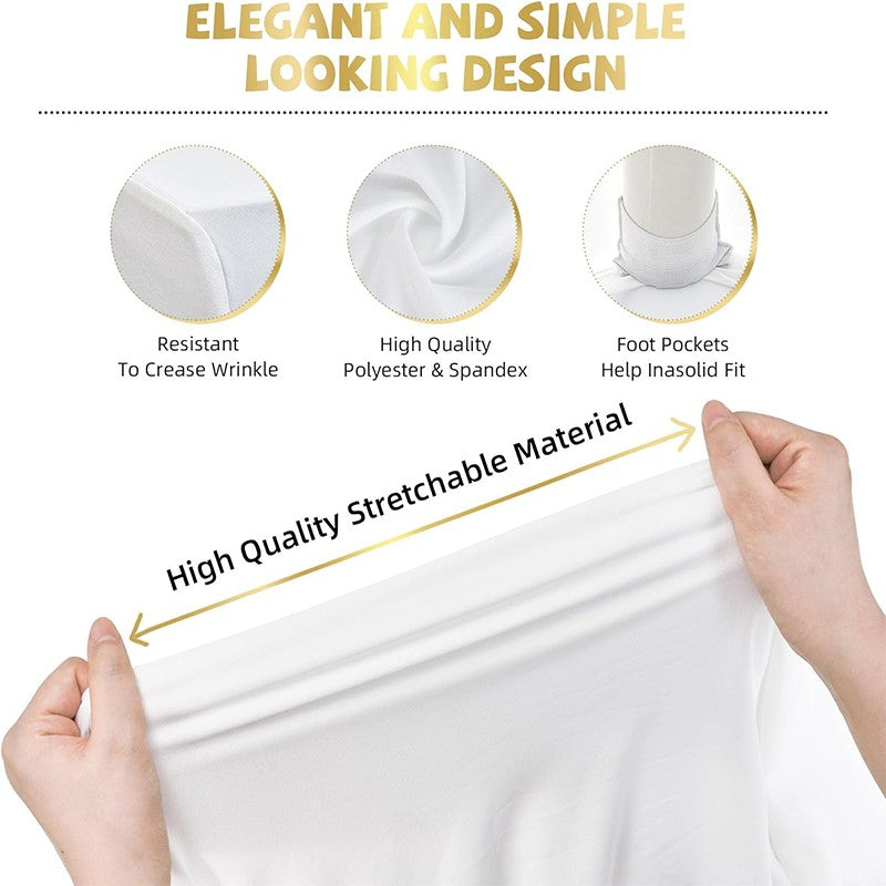 Hot Selling 6ft Trade Show Polyester Tablecloths Waterproof Fitted Stretch Spandex Table Cover Custom Printed Logo for Banquets