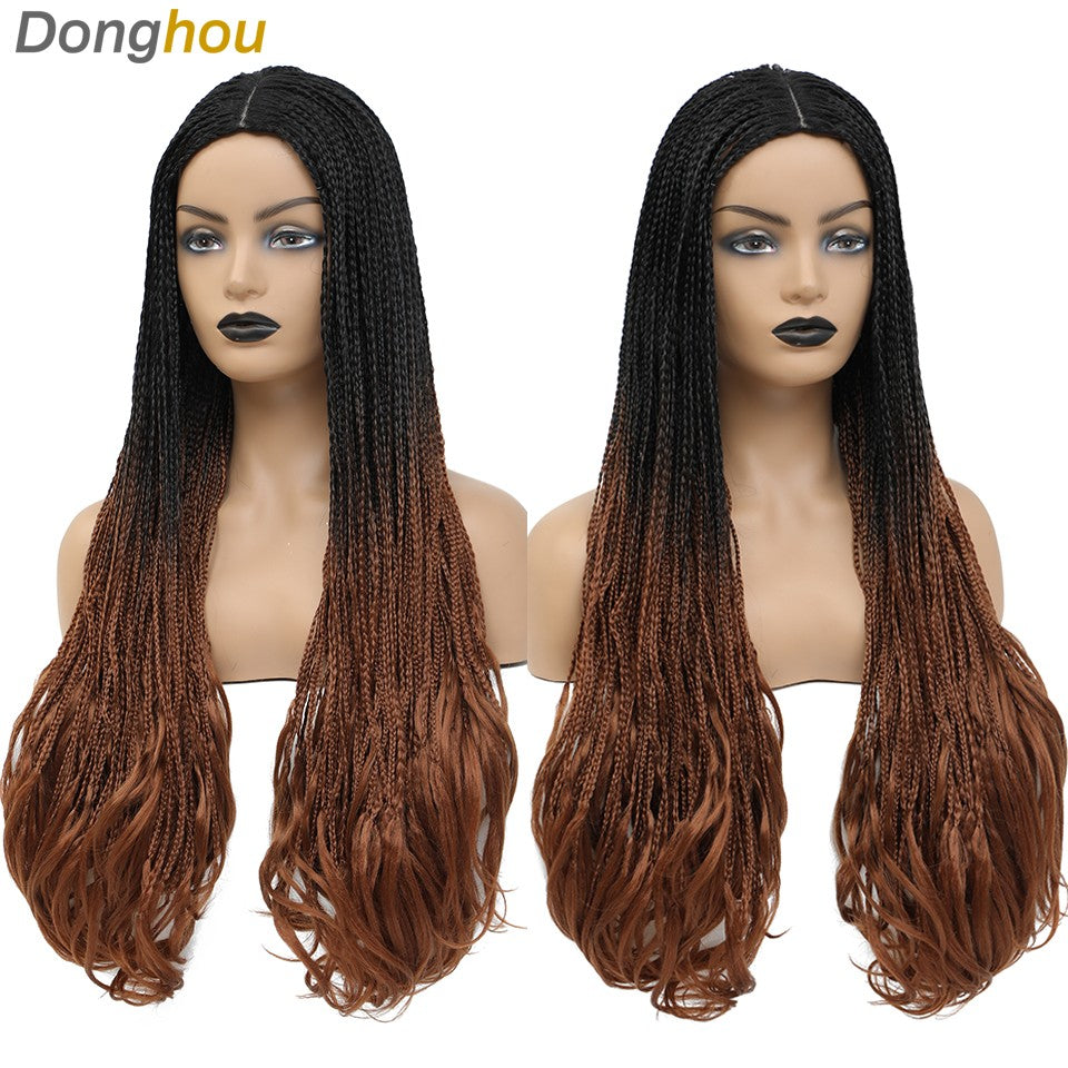 26 Inch Long Box Braided Wigs For Women Synthetic Perruque Tresse Africaine Micro Twist Box Braid Crochet Hair Curly Ends Wig