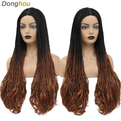 26 Inch Long Box Braided Wigs For Women Synthetic Perruque Tresse Africaine Micro Twist Box Braid Crochet Hair Curly Ends Wig