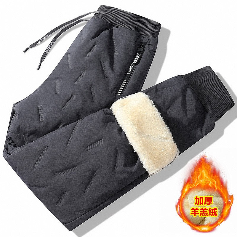 Calça Casual com Cordão Elástico na Cintura Moletom Esportivo Calça Folgada de Inverno Masculina Roupas Masculinas Quentes à Prova de Vento Y2k?