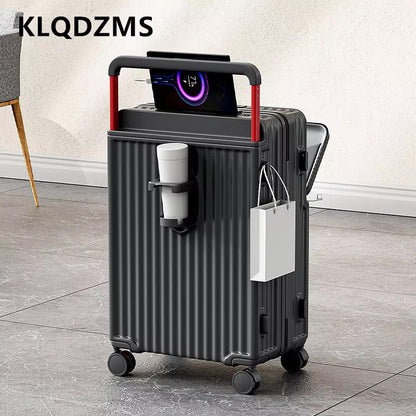 Mala de Rodinhas com Abertura Frontal KLQDZMS com Carregamento USB, Mala de Bordo, Mala para Notebook, 20"22”24"26 Polegadas, Bagagem de Cabine Multifuncional