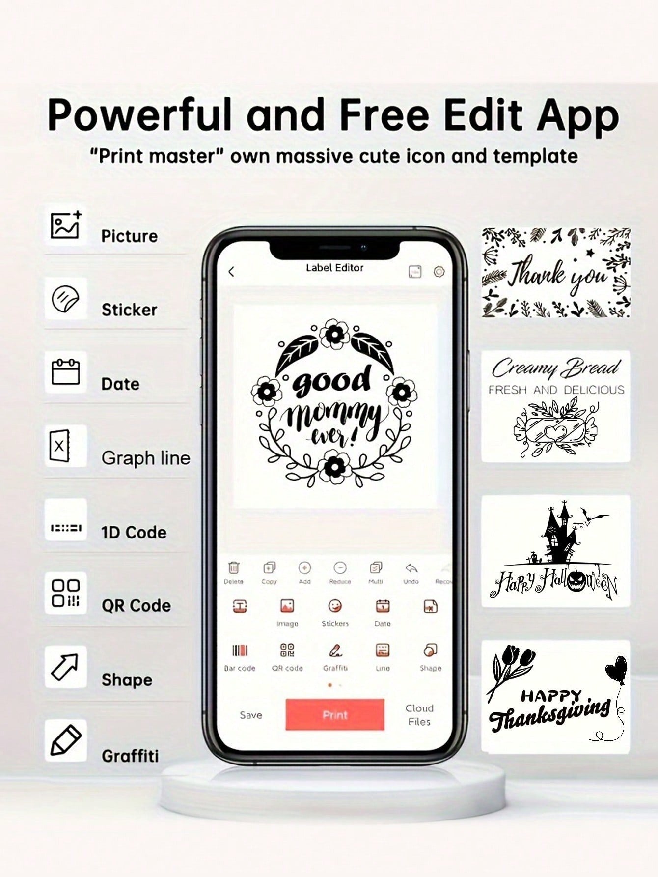 Makrlife P50 Thermal Label Printer Business Label Maker Custom Sticker Printing Machine For Home Use, DIY Stickers, Commercial