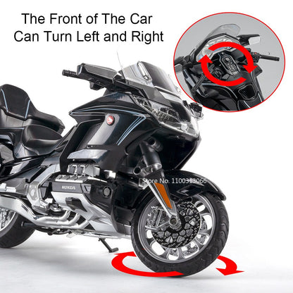 1:11 Honda Gold Wing GL800 2021 Modelos de Motos Carros Brinquedos Pneus de Borracha com Luz e Música Modelo em Miniatura Presentes para Crianças Pequenas