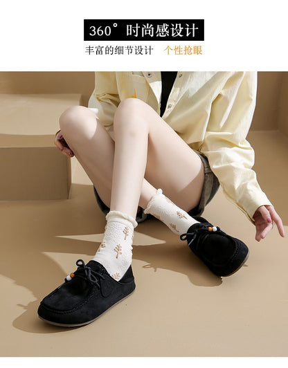 Fashion Brand Shoes Woman 2025 Autumn New Vintage Suede Loafers Pumps Women's Casual Flats Shoes British Style Flat Single Shoes