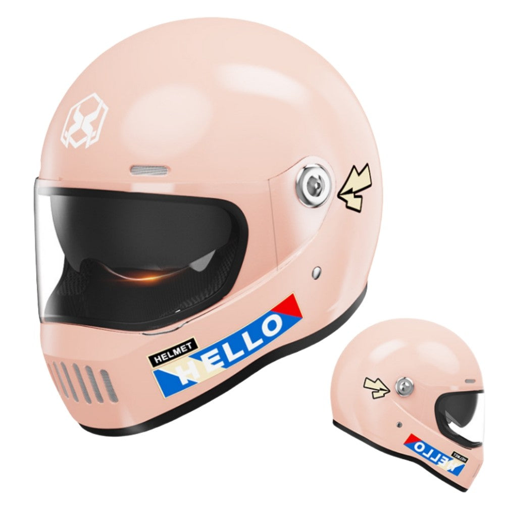 Electric Motorcycle Helmet Winter Warm HD Dual Mirror Anti-fog Retro Sun Protection Riding Full Helmet