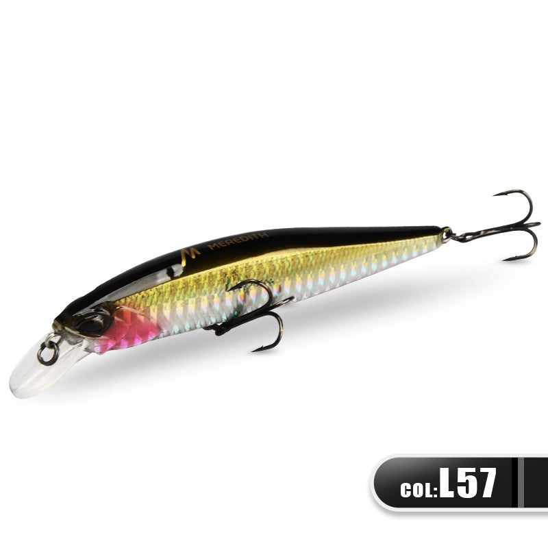 MEREDITH JERK MINNOW 100F 14g Flutuante Wobbler Isca de Pesca 24 Cores Isca Minnow Isca Dura Qualidade Profissional Profundidade0.8-1.0m