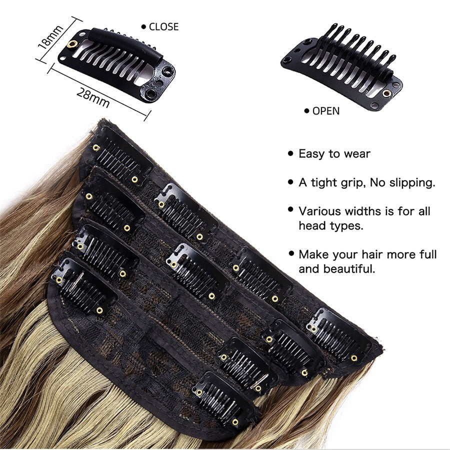 Kit 4 Peças Aplique Tic Tac Cabelo Sintético 20 Polegadas Cacheado Longo Grosso Para Mulheres Cabeça Inteira extensões de cabelo sintéticas