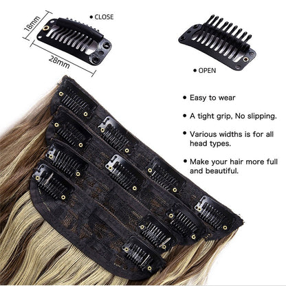 Kit 4 Peças Aplique Tic Tac Cabelo Sintético 20 Polegadas Cacheado Longo Grosso Para Mulheres Cabeça Inteira extensões de cabelo sintéticas