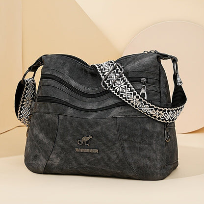 Fashion Denim Fabric Women's Crossbody Bags, Multi-layer Large Capacity Shoulder Bag, Suitable for Commuting Occasions