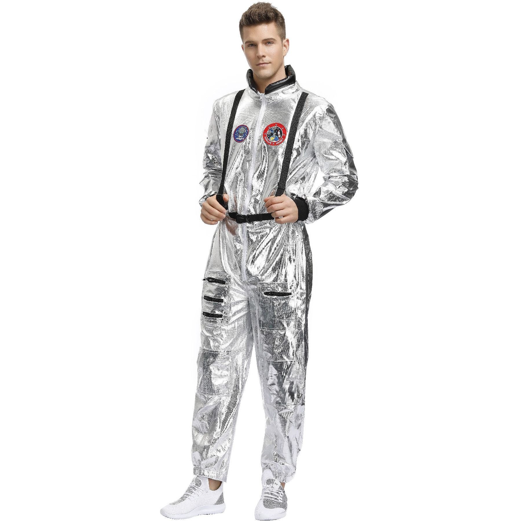 Astronaut Costume Spacesuit Silver Spaceman Men Women Space Suit Halloween Christmas Performance Spacesuit Costume Party Gift