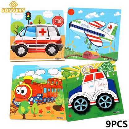 9/16 Jigsaw Puzzles for Kids Ages 2 3 4 5 Toddler Wooden Puzzle Preschool Educational Toys Set Animals Puzzle for Boys and Girls