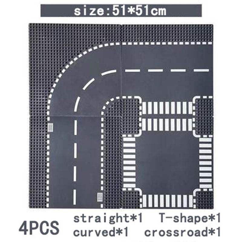 Placa de Base para Construção 32*32 Blocos de Montar Compatível com Todas as Marcas Cidade Rua Estrada Base Reta Cruzamento Curva Junção em T