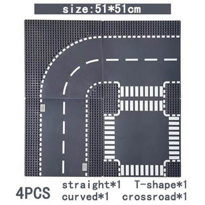 Placa de Base para Construção 32*32 Blocos de Montar Compatível com Todas as Marcas Cidade Rua Estrada Base Reta Cruzamento Curva Junção em T