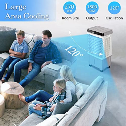 Climatizador Evaporativo 1800CFM Ar Condicionado Portátil Sem Janela para Grandes Ambientes Garagem Comercial Exterior Resfriador Evaporativo 3 em 1