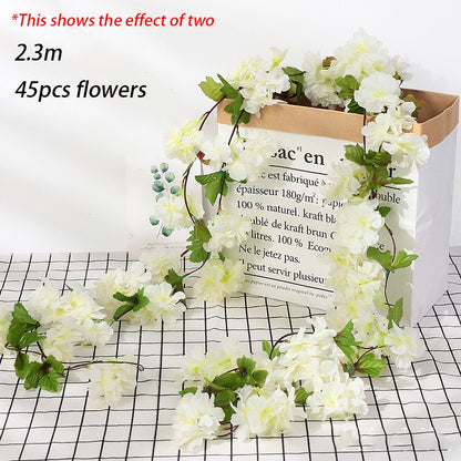 Pink Sakura Artificial Flowers Garland Cherry Blossoms Vines Garden Arch Decor Fake Flower Garland Wedding Party Home Decoration
