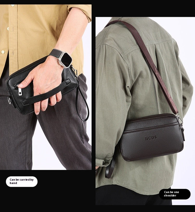 New Style Casual Men's Single Shoulder Bag - Portable Side-Hand Carrying Bag With Wrist Strap - Business-Style Crossbody Bag