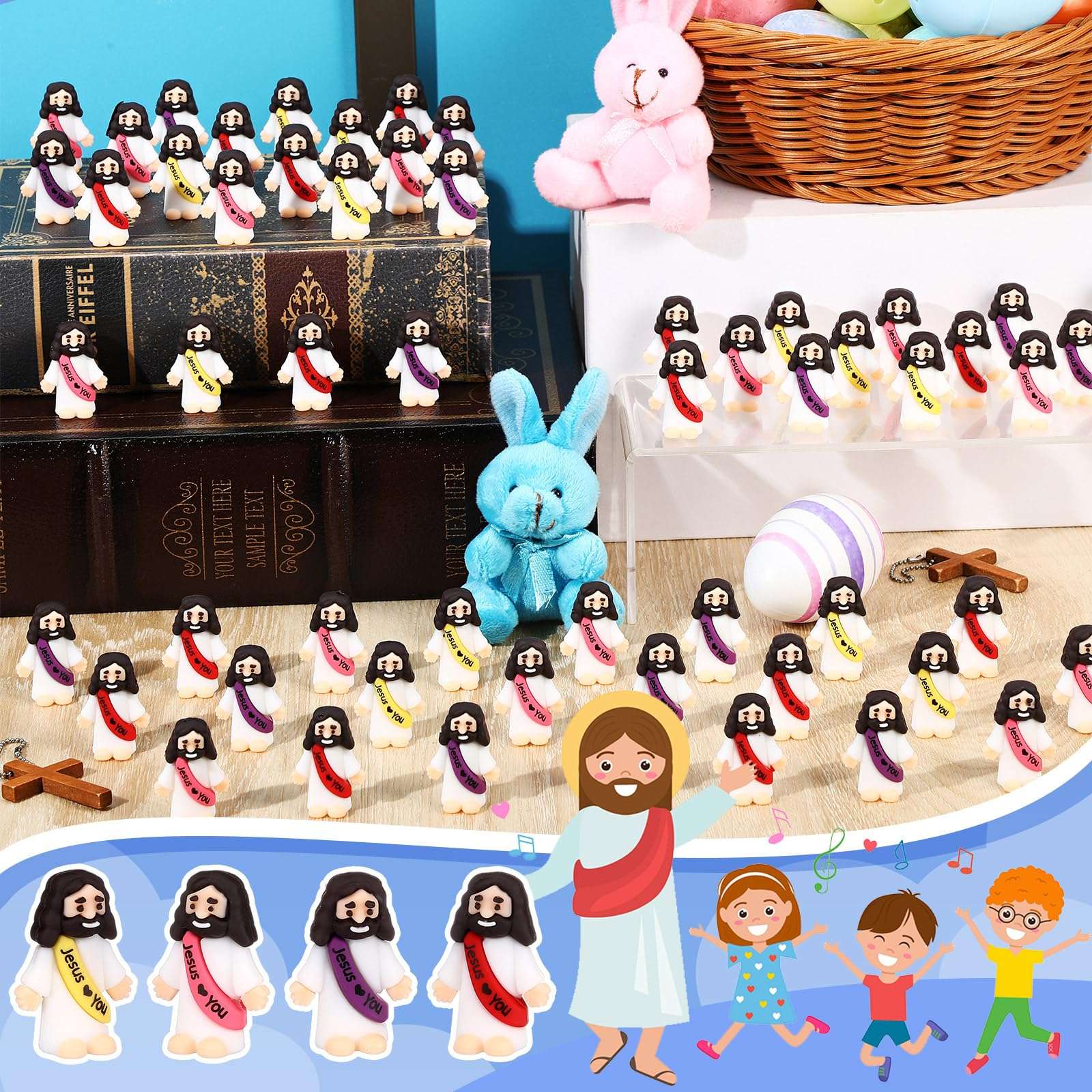 20-200PCS Little Jesus Figures Mini Jesus Figurines in Bulk Hide and Seek Religious Party Favor Sunday School Easter Egg Stuffer