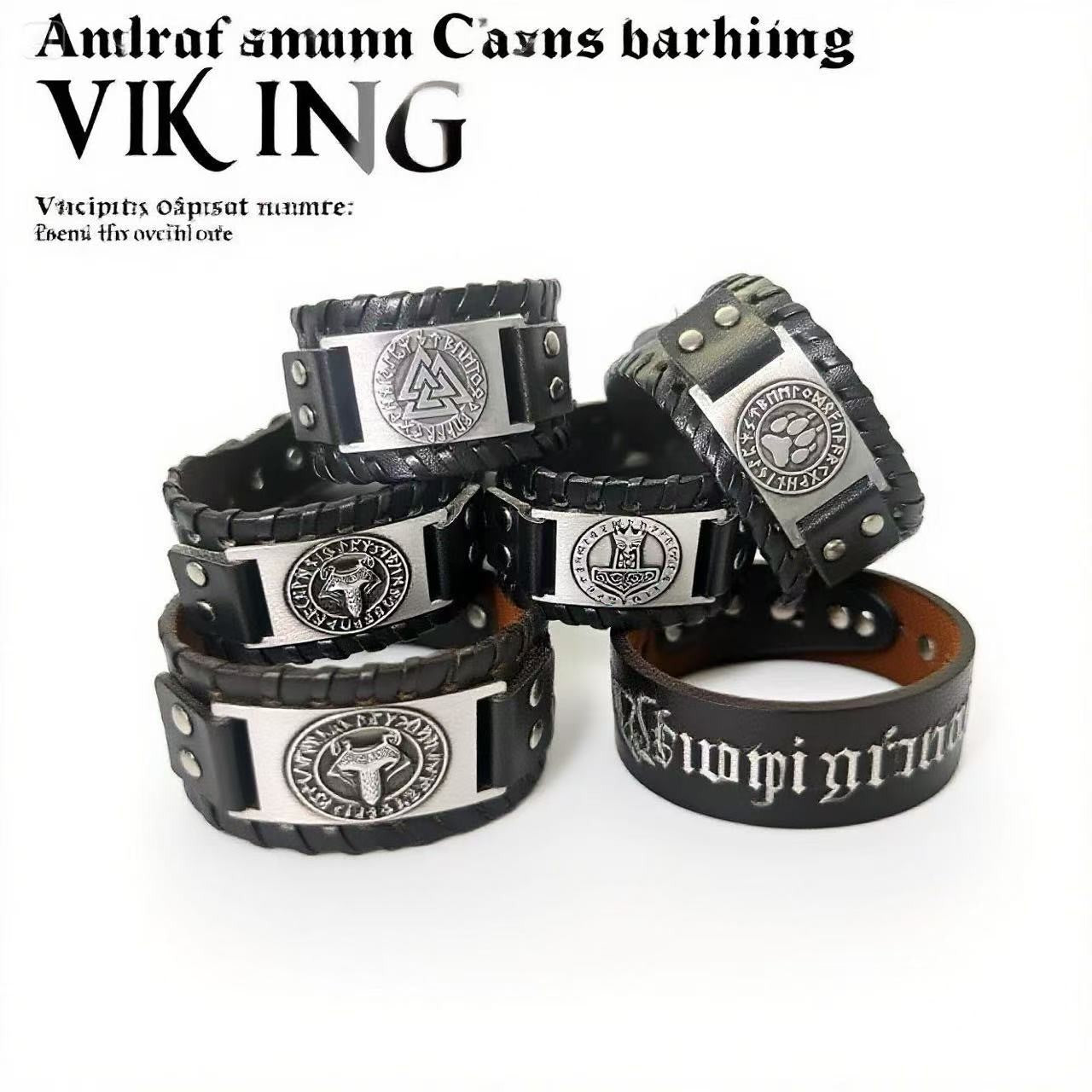 Acessórios de joias de runa viking HNSP pulseira de couro para homens tamanho ajustável