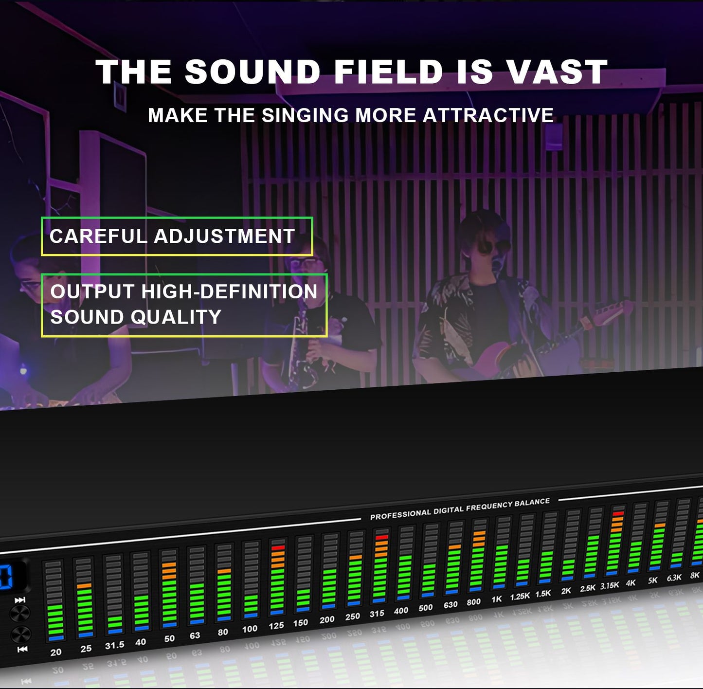 EQ31SUB Digital Equalizer 31 Stage Tuner Professional Stage Performance Noise Reduction Audio Processing