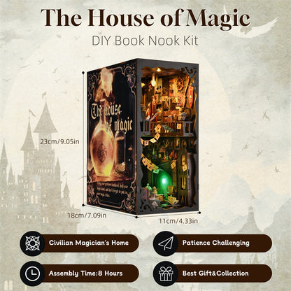 DIY Book Nook Kit 3D Wooden Puzzle Home Decoration DIY House Kit For Bookshelf Miniature Insert Magic Book House Stand Bookshelf