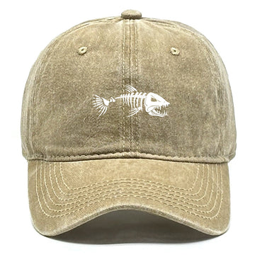 Boné de beisebol feminino retrô ajustável com estampa de espinhas de peixe, bonés snapback desbotados e elegantes, escolha ideal para mulheres e homens