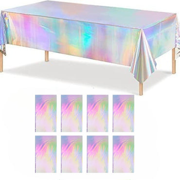 Tablecloth For Table Nappe De Table Tablecloth Birthday Iridescent Disco Party Decor Shiny Laser Holographic Disposable Covers