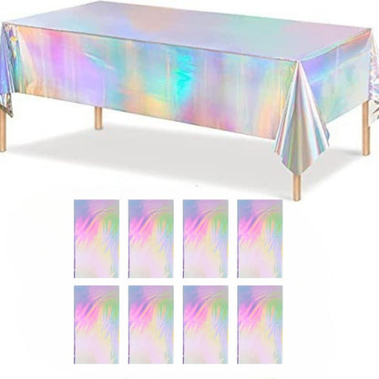 Tablecloth For Table Nappe De Table Tablecloth Birthday Iridescent Disco Party Decor Shiny Laser Holographic Disposable Covers