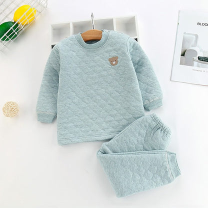 Pijama de Inverno Infantil para Bebês e Crianças, Roupa Térmica, Conjunto de Camadas, Algodão Grosso, Para Meninos e Meninas, Conjunto de Roupa de Dormir
