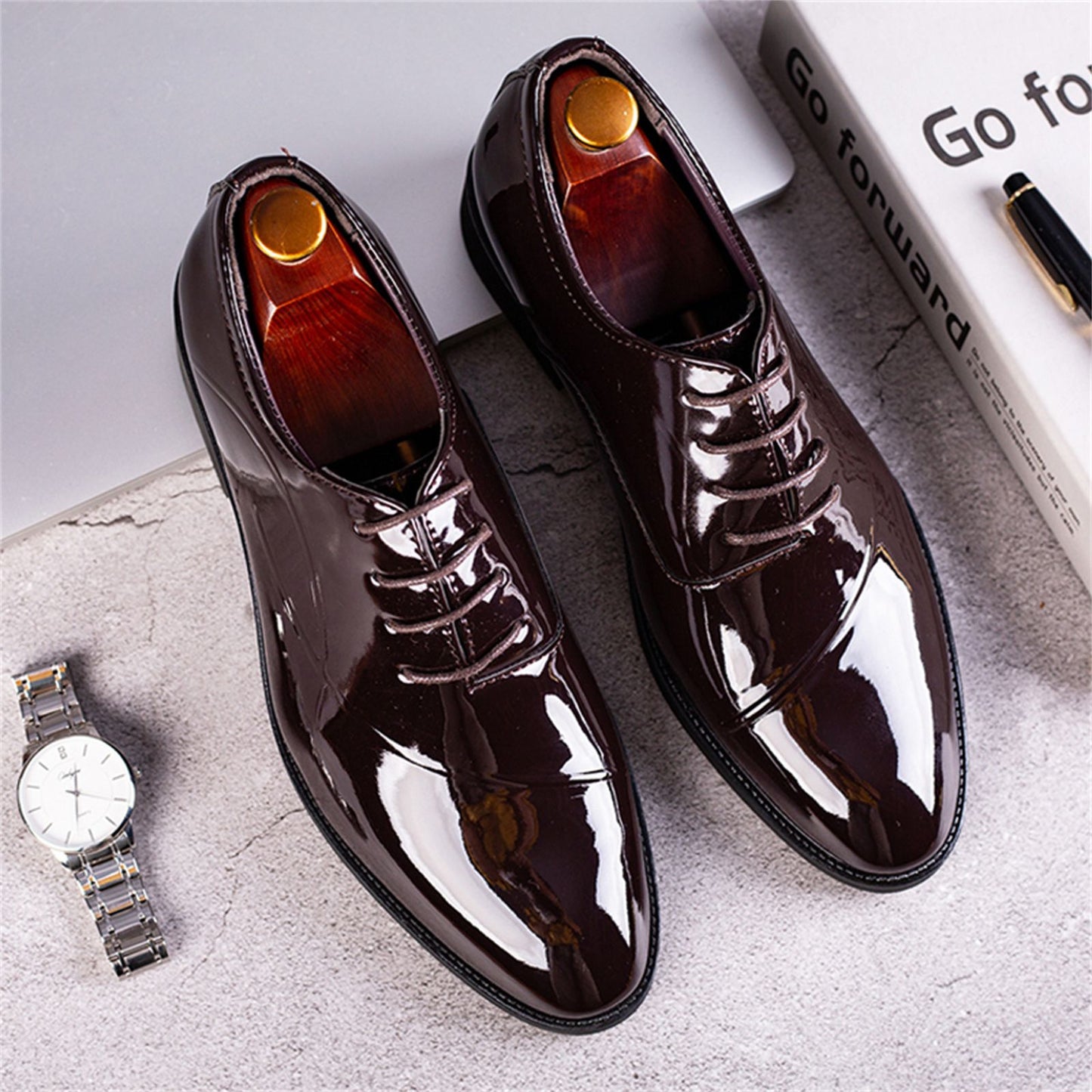 Men's Dress Shoes Classic Modern Formal Business Oxford Shoe X Stripe Comfortable Tuxedo Casual Lace-up Formal Shoes