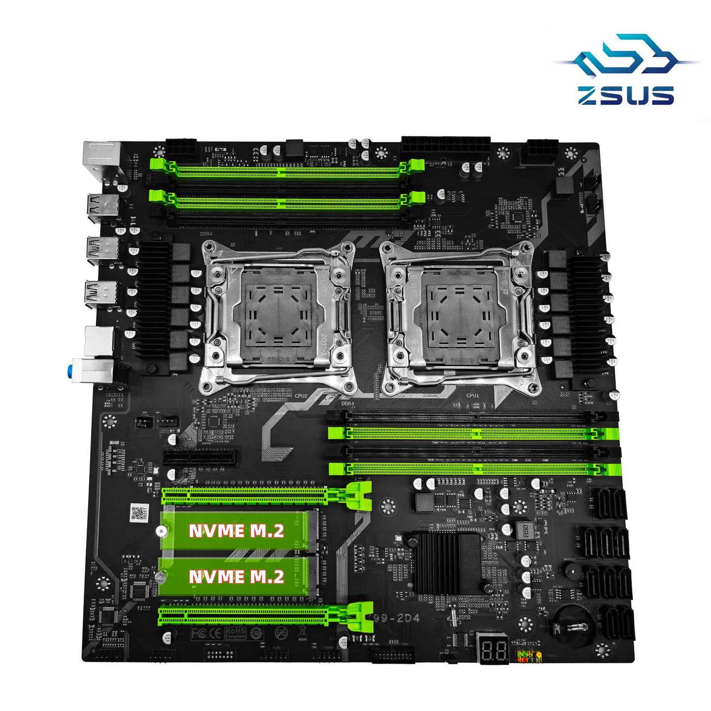 ZSUS X99 Dual Motherboard C612 Chip CPU M.2 LGA 2011 V3 E-ATX USB3.0 SATA3 8 DIMM DDR4 Support Xeon processor slot 2011-3