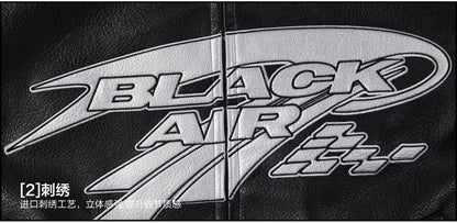 Heavy Duty Embroidered Men's Motorcycle Leather Jacket, Silver Edgy Aesthetic Windbreaker for Men, Autumn Fashion Mans Clothes