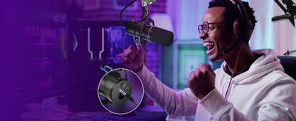 Kit de Microfone Dinâmico XLR/USB, Microfone de PC para Transmissão, Podcast, Jogos, RGB, Função de Silenciar e Cancelamento de Ruído, Volume