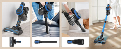 INSE V50 Cordless Vacuum Cleaner Powerful Suction 6-in-1 Lightweight Stick Vacuum with Rechargeable Battery for Carpets Pet Hair